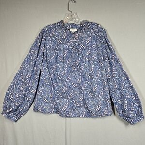 J. Crew x Liberty Fabric Floral Bourton Bloom L/S Popover Blouse Women's XXL